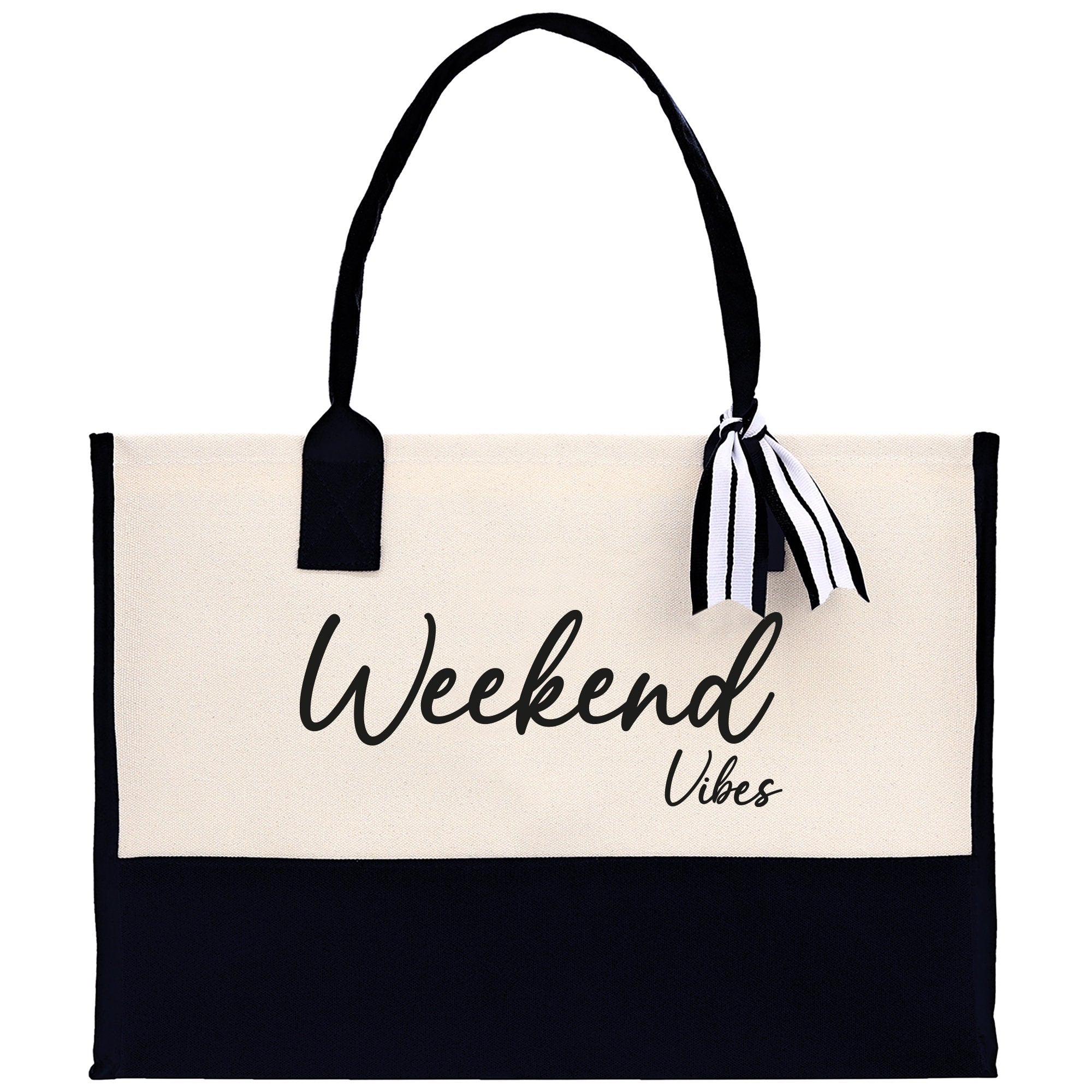 Weekend Vibes Beach Tote Bag - Large Chic Tote Bag - Gift for Her - Girls Weekend Tote - Weekender Bag - Weekend Tote - Weekend Vibes Bag