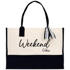 Weekend Vibes Beach Tote Bag - Large Chic Tote Bag - Gift for Her - Girls Weekend Tote - Weekender Bag - Weekend Tote - Weekend Vibes Bag