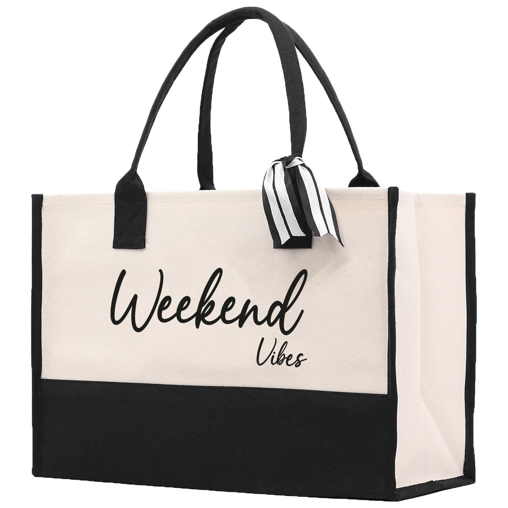 Weekend Vibes Beach Tote Bag - Large Chic Tote Bag - Gift for Her - Girls Weekend Tote - Weekender Bag - Weekend Tote - Weekend Vibes Bag
