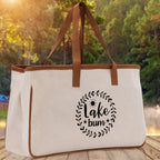 Lake Bum Cotton Canvas Chic Tote Bag Lake Lover Gift Tote Bag Laker Tote Outdoor Tote Weekender Tote Camper Tote Multipurpose Tote