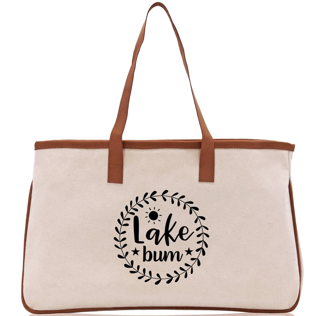 Lake Bum Cotton Canvas Chic Tote Bag Lake Lover Gift Tote Bag Laker Tote Outdoor Tote Weekender Tote Camper Tote Multipurpose Tote