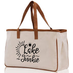 Lake Junkie Cotton Canvas Chic Tote Bag Camping Tote Lake Lover Gift Tote Bag Outdoor Tote Weekender Tote Laker Tote Multipurpose Tote