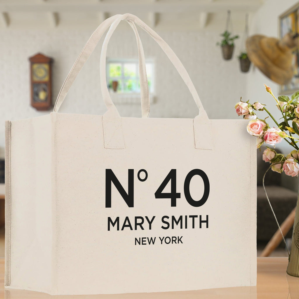 Birthday Celebration Personalized Gift Canvas Tote Bag with Name and State 40th 50th Birthday Gift Tote Bag for Her Custom Birthday Gift
