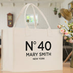 Birthday Celebration Personalized Gift Canvas Tote Bag with Name and State 40th 50th Birthday Gift Tote Bag for Her Custom Birthday Gift