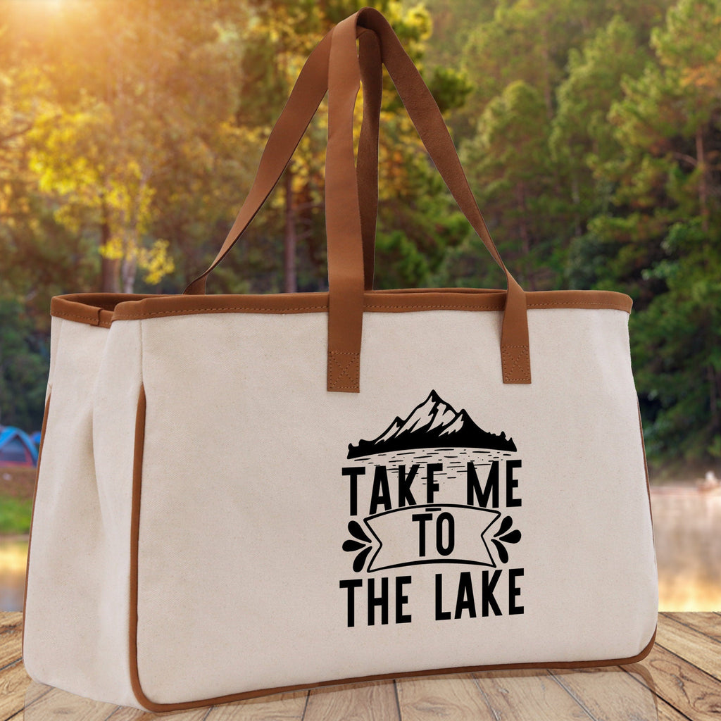 Take Me to the Lake Cotton Canvas Chic Tote Bag Camping Tote  Lake Lover Gift Tote Bag Outdoor Tote Weekender Tote Laker Tote