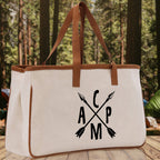 Camp Cotton Canvas Chic Tote Bag Camping Tote Camping Lover Gift Tote Bag Outdoor Tote Weekender Tote Camper Tote Multipurpose Tote