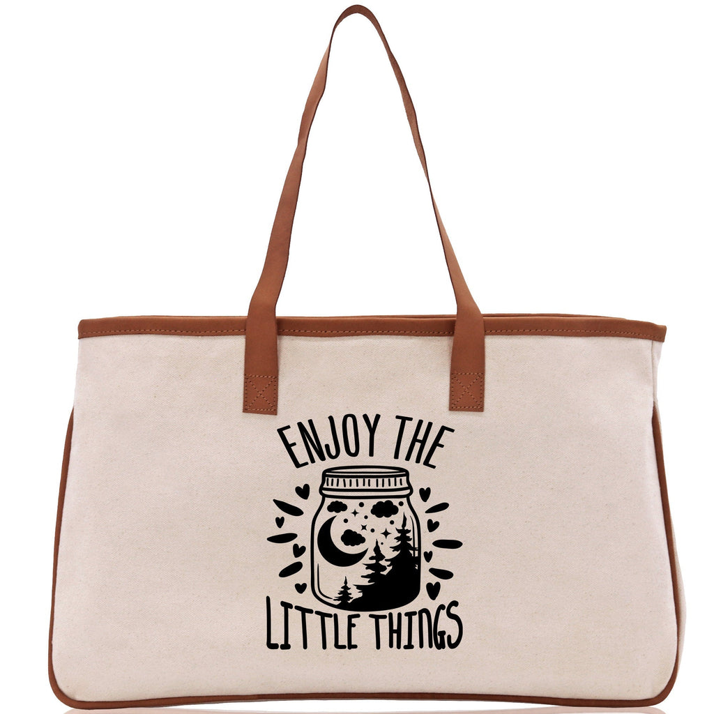 Enjoy the Little Things Cotton Canvas Chic Tote Bag Camping Tote Camping Lover Gift Tote Bag Outdoor Tote Multipurpose Weekender Tote