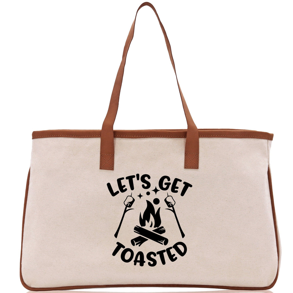 Let's Get Toasted Cotton Canvas Chic Tote Bag Camping Tote Camping Lover Gift Tote Bag Outdoor Tote Multipurpose Weekender Tote Camper Tote
