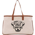 Smore Fun When Camping Cotton Canvas Chic Tote Bag Camping Tote Camping Lover Gift Tote Bag Outdoor Tote Weekender Tote Camper Tote