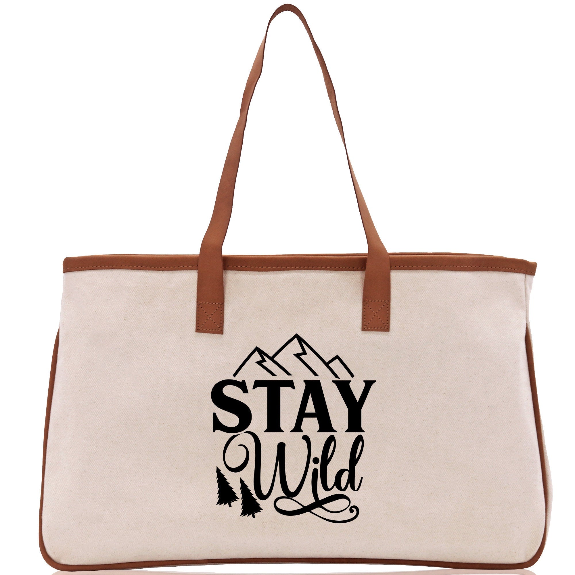 Stay Wild Cotton Canvas Chic Tote Bag Camping Tote Camping Lover Gift Tote Bag Outdoor Tote Weekender Tote Camper Tote Multipurpose Tote