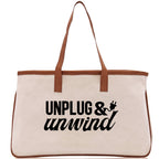 Unplug & Unwind Cotton Canvas Chic Tote Bag Camping Tote Camping Lover Gift Tote Bag Outdoor Tote Weekender Tote Multipurpose Camper Tote
