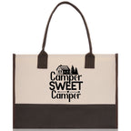 Camper Sweet Camper Cotton Canvas Chic Tote Bag Camping Tote Camping Lover Gift Tote Bag Outdoor Tote Weekender Tote Camper Tote