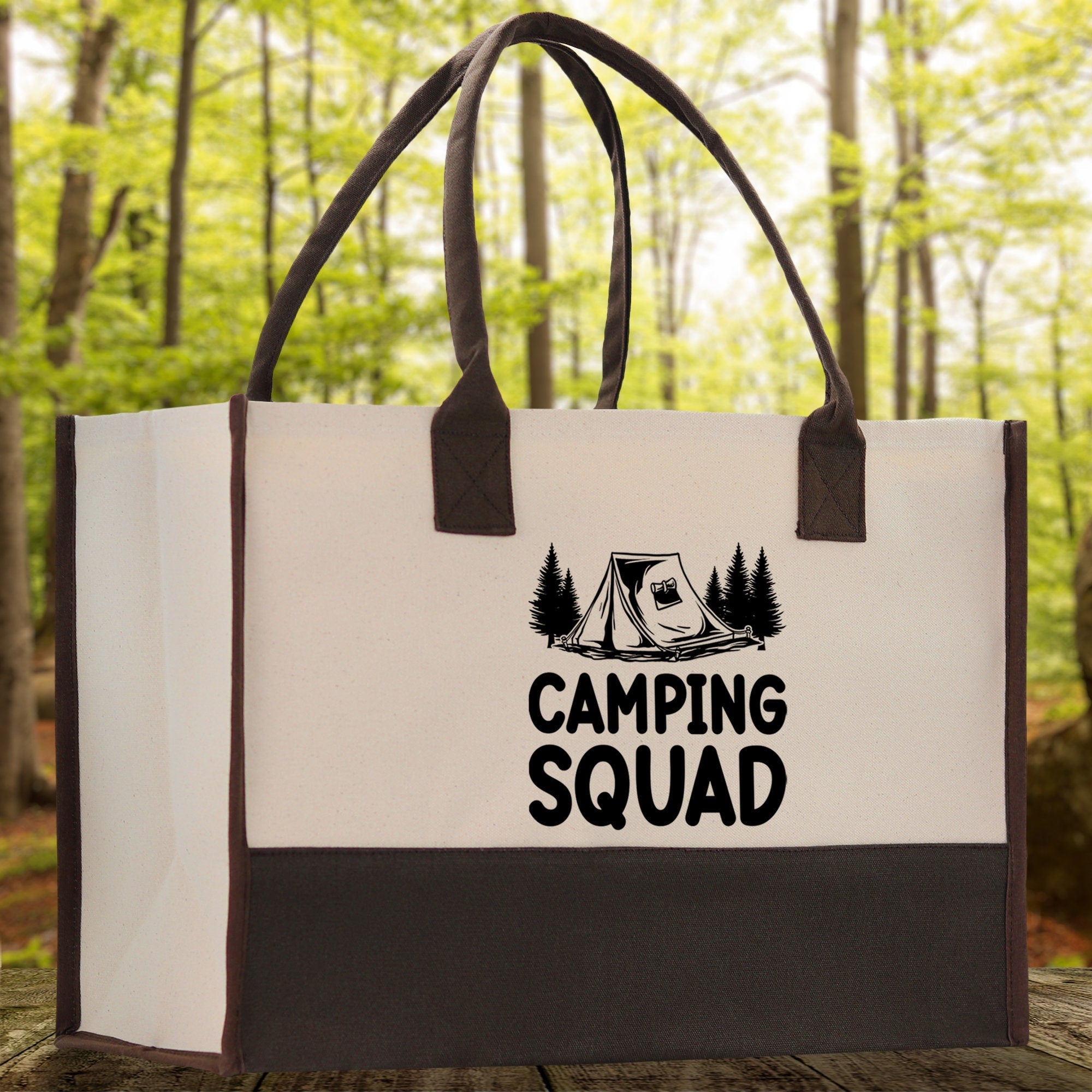 Camping Squad Cotton Canvas Chic Tote Bag Camping Tote Camping Lover Gift Tote Bag Outdoor Tote Weekender Tote Camper Tote Multipurpose Tote
