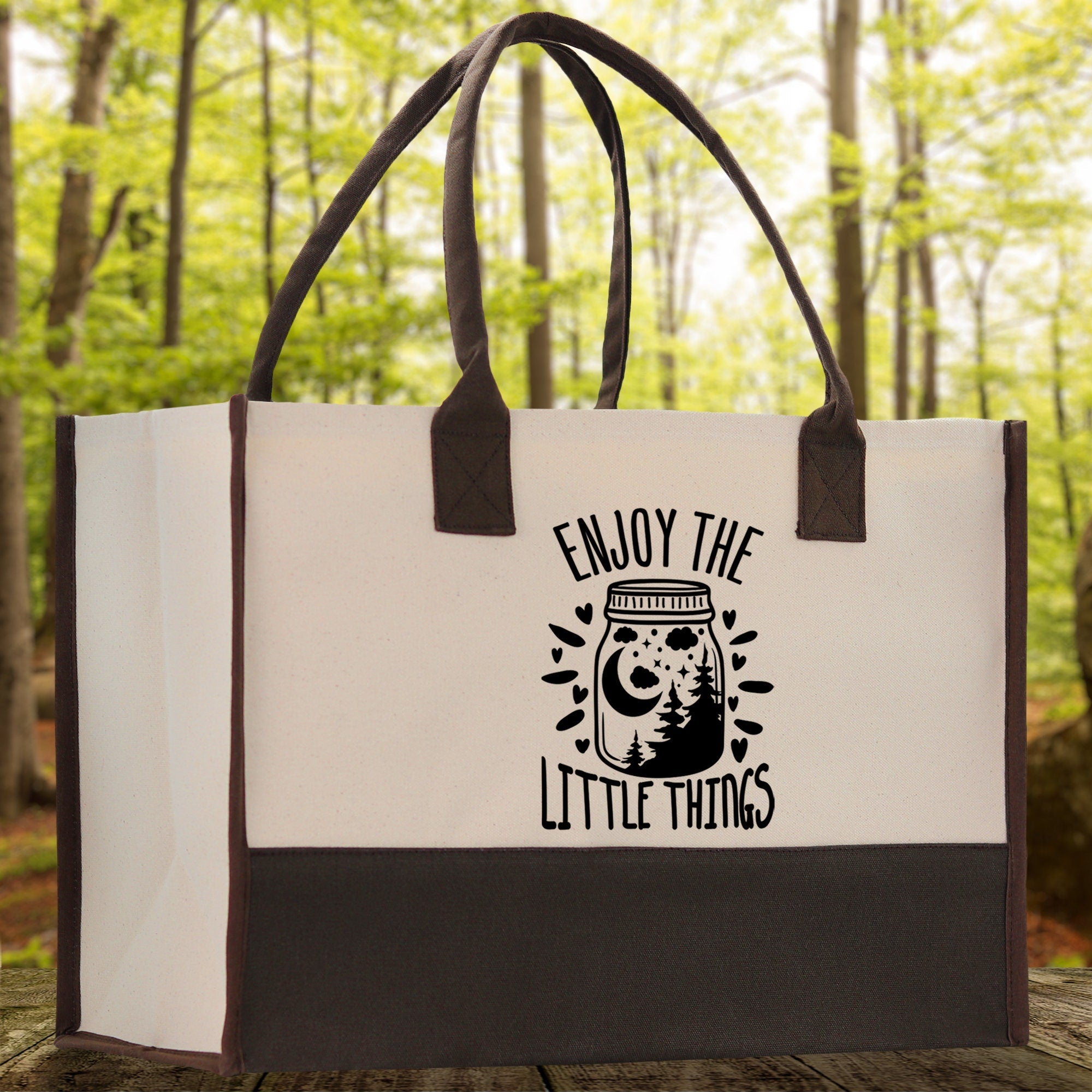 Enjoy the Little Things Cotton Canvas Chic Tote Bag Camping Tote Camping Lover Gift Tote Bag Outdoor Tote Multipurpose Weekender Tote