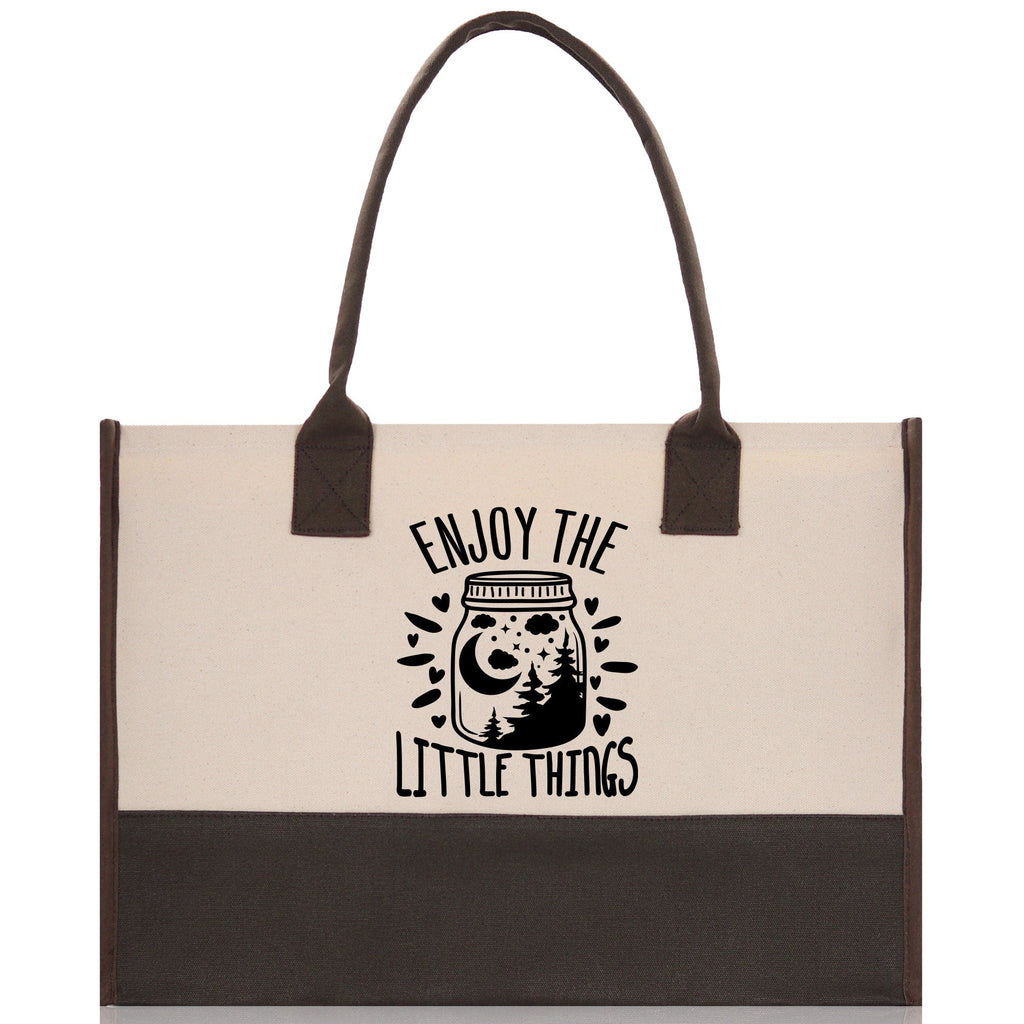 Enjoy the Little Things Cotton Canvas Chic Tote Bag Camping Tote Camping Lover Gift Tote Bag Outdoor Tote Multipurpose Weekender Tote