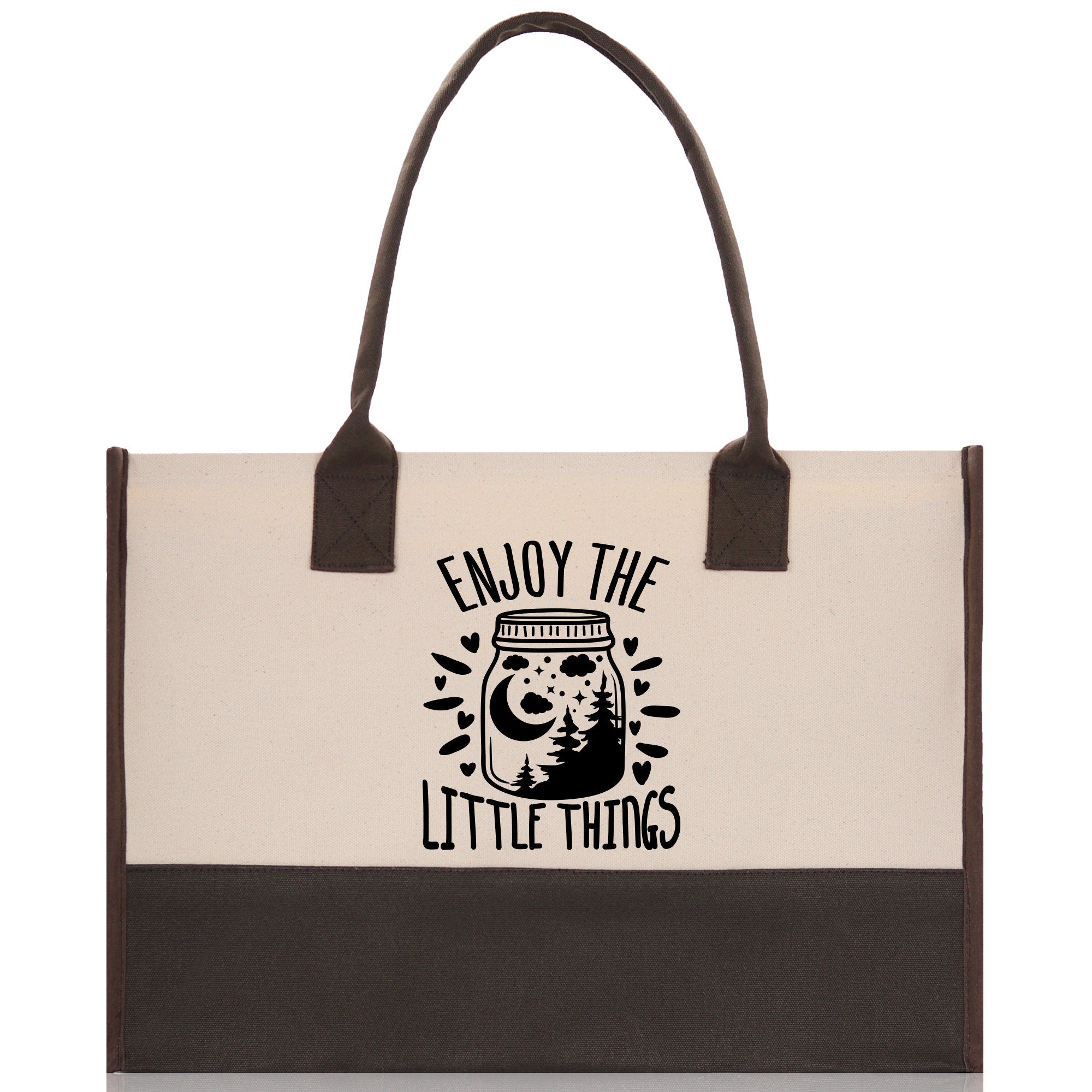 Enjoy the Little Things Cotton Canvas Chic Tote Bag Camping Tote Camping Lover Gift Tote Bag Outdoor Tote Multipurpose Weekender Tote