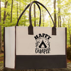 Happy Camper Cotton Canvas Chic Tote Bag Camping Tote Camping Lover Gift Tote Bag Outdoor Tote Weekender Tote Camper Tote Multipurpose Tote