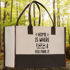 Home is Where You Park It Cotton Canvas Chic Tote Bag Camping Tote Camping Lover Gift Tote Bag Outdoor Tote Multipurpose Camper Tote