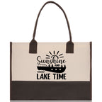 Sunshine and Lake Time Cotton Canvas Chic Tote Bag Camping Tote Lake Lover Gift Tote Bag Outdoor Tote Weekender Tote Laker Tote