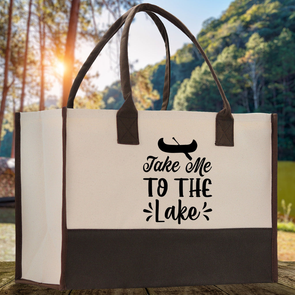 Take Me to the Lake Cotton Canvas Chic Tote Bag Camping Tote  Lake Lover Gift Tote Bag Outdoor Tote Weekender Tote Laker Tote
