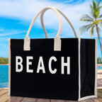 Beach Cotton Canvas Chic Tote Bag Multipurpose Tote Weekender Tote Gift for Her Outdoor Tote Vacation Tote Large Beach Bag