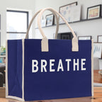 Breathe Cotton Canvas Chic Beach Tote Bag Multipurpose Tote Weekender Tote Gift for Her Outdoor Tote Vacation Tote Large Beach Bag