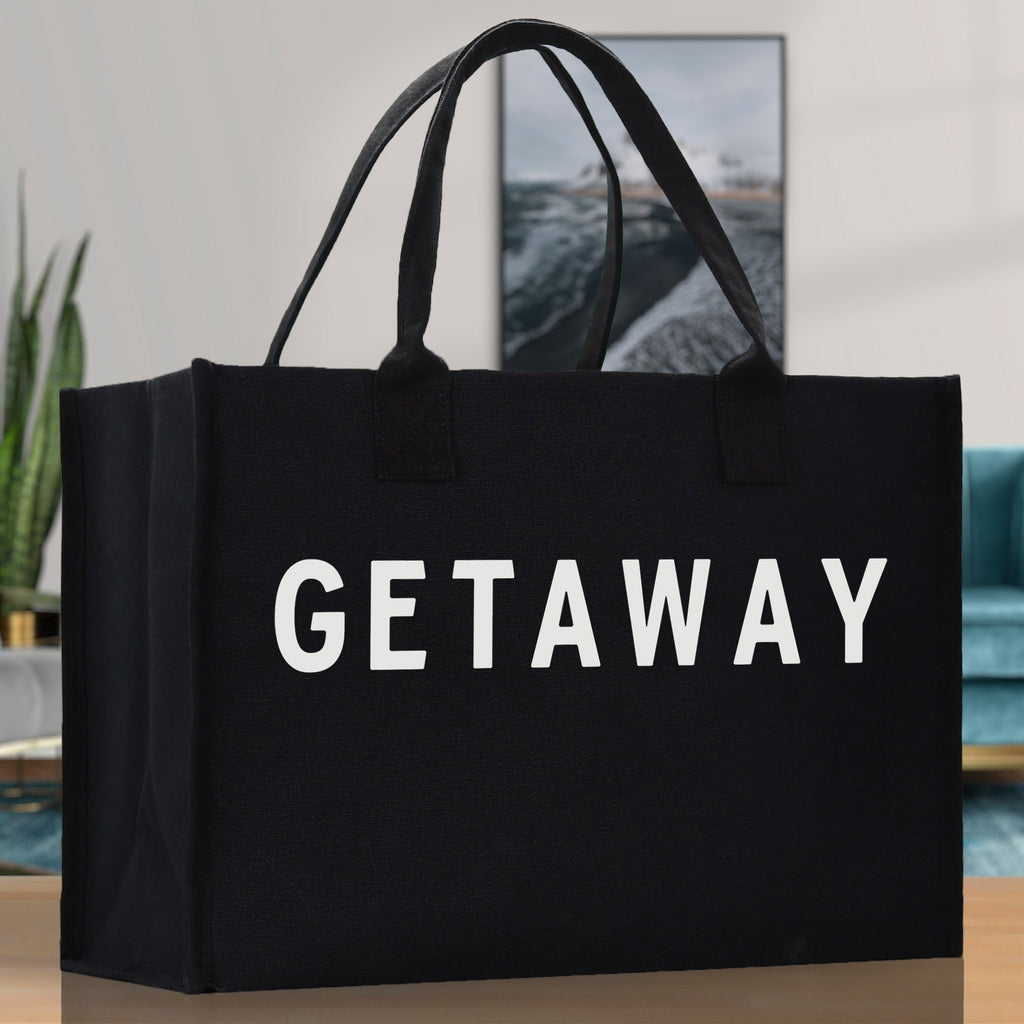 Getaway Cotton Canvas Chic Beach Tote Bag Multipurpose Tote Weekender Tote Gift for Her Outdoor Tote Vacation Tote Large Beach Bag