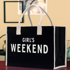 Girl's Weekend Cotton Canvas Chic Beach Tote Bag Multipurpose Tote Weekender Tote Gift for Her Outdoor Tote Vacation Tote Large Beach Bag