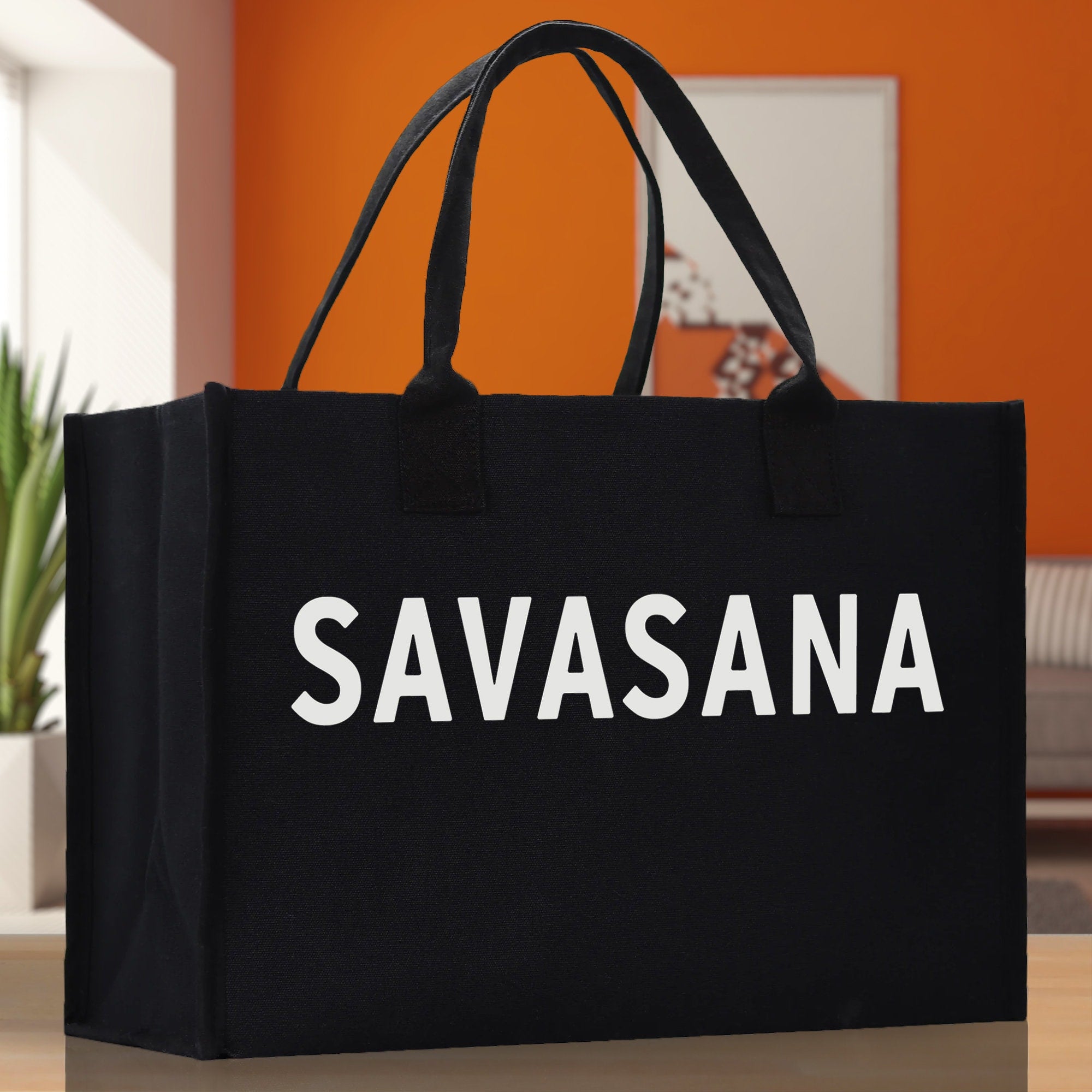 Savasana Cotton Canvas Chic Beach Tote Bag Multipurpose Tote Weekender Tote Gift for Her Outdoor Tote Vacation Tote Large Beach Bag