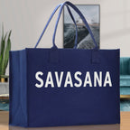 Savasana Cotton Canvas Chic Beach Tote Bag Multipurpose Tote Weekender Tote Gift for Her Outdoor Tote Vacation Tote Large Beach Bag