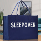 Sleepover Cotton Canvas Chic Beach Tote Bag Multipurpose Tote Weekender Tote Gift for Her Outdoor Tote Vacation Tote Large Beach Bag