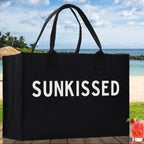 Sunkissed Cotton Canvas Chic Beach Tote Bag Multipurpose Tote Weekender Tote Gift for Her Outdoor Tote Vacation Tote Large Beach Bag