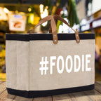 Foodie Jute Canvas Tote Funny Farmer Market Bag Quote Jute Bag Shopping Bag Burlap Bag Farmhouse Bag Grocery Bag