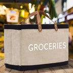 Groceries Jute Canvas Tote Funny Farmer Market Bag Quote Jute Bag Shopping Bag Burlap Bag Farmhouse Bag Grocery Bag