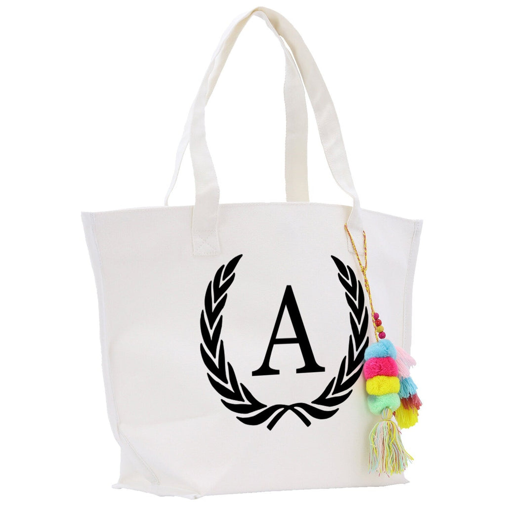 Personalized Cotton Canvas Hand Tote Bag Monogram Tote Bag Initial Canvas Tote Bridesmaid Gift Tote Magnetic Closure Bag Gift for Her A-Z