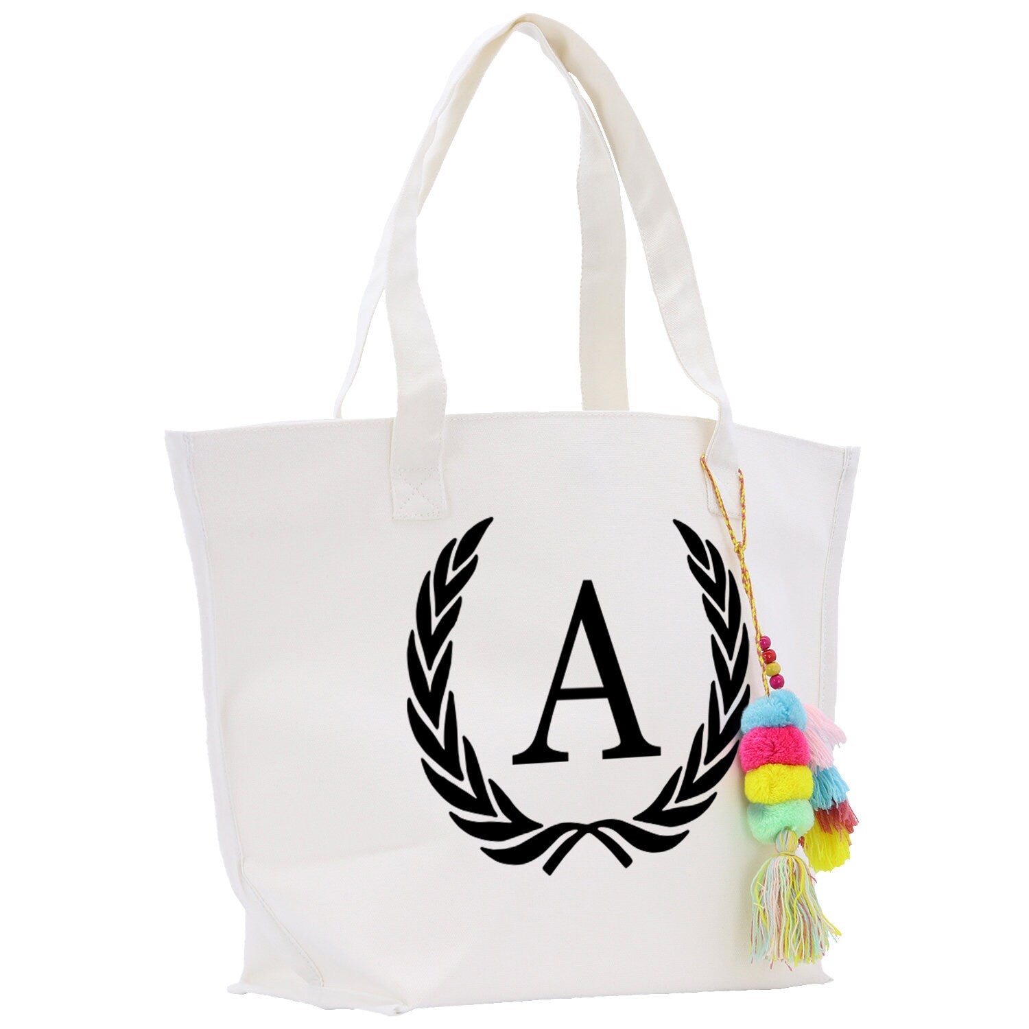 Personalized Cotton Canvas Hand Tote Bag Monogram Tote Bag Initial Canvas Tote Bridesmaid Gift Tote Magnetic Closure Bag Gift for Her A-Z