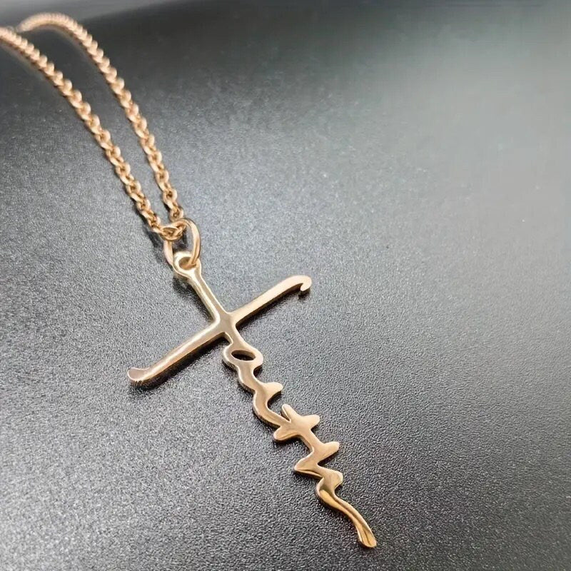 Dainty Silver, Gold, Rose Gold, & Black Faith Necklace Chain