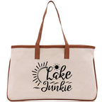 Lake Junkie Cotton Canvas Chic Tote Bag Camping Tote Lake Lover Gift Tote Bag Outdoor Tote Weekender Tote Laker Tote Multipurpose Tote