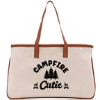 Campfire Cutie Cotton Canvas Chic Tote Bag Camping Tote Camping Lover Gift Tote Bag Outdoor Tote Weekender Tote Camper Multipurpose Tote