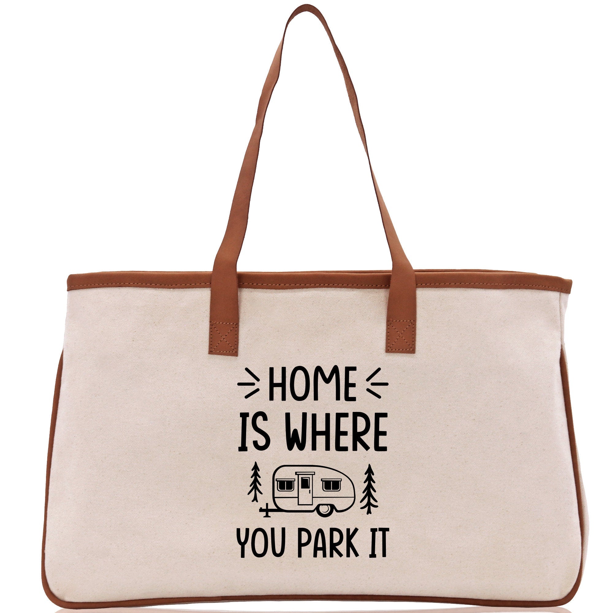 Home is Where You Park It Cotton Canvas Chic Tote Bag Camping Tote Camping Lover Gift Tote Bag Outdoor Tote Multipurpose Camper Tote