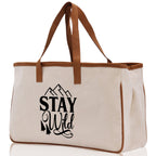 Stay Wild Cotton Canvas Chic Tote Bag Camping Tote Camping Lover Gift Tote Bag Outdoor Tote Weekender Tote Camper Tote Multipurpose Tote