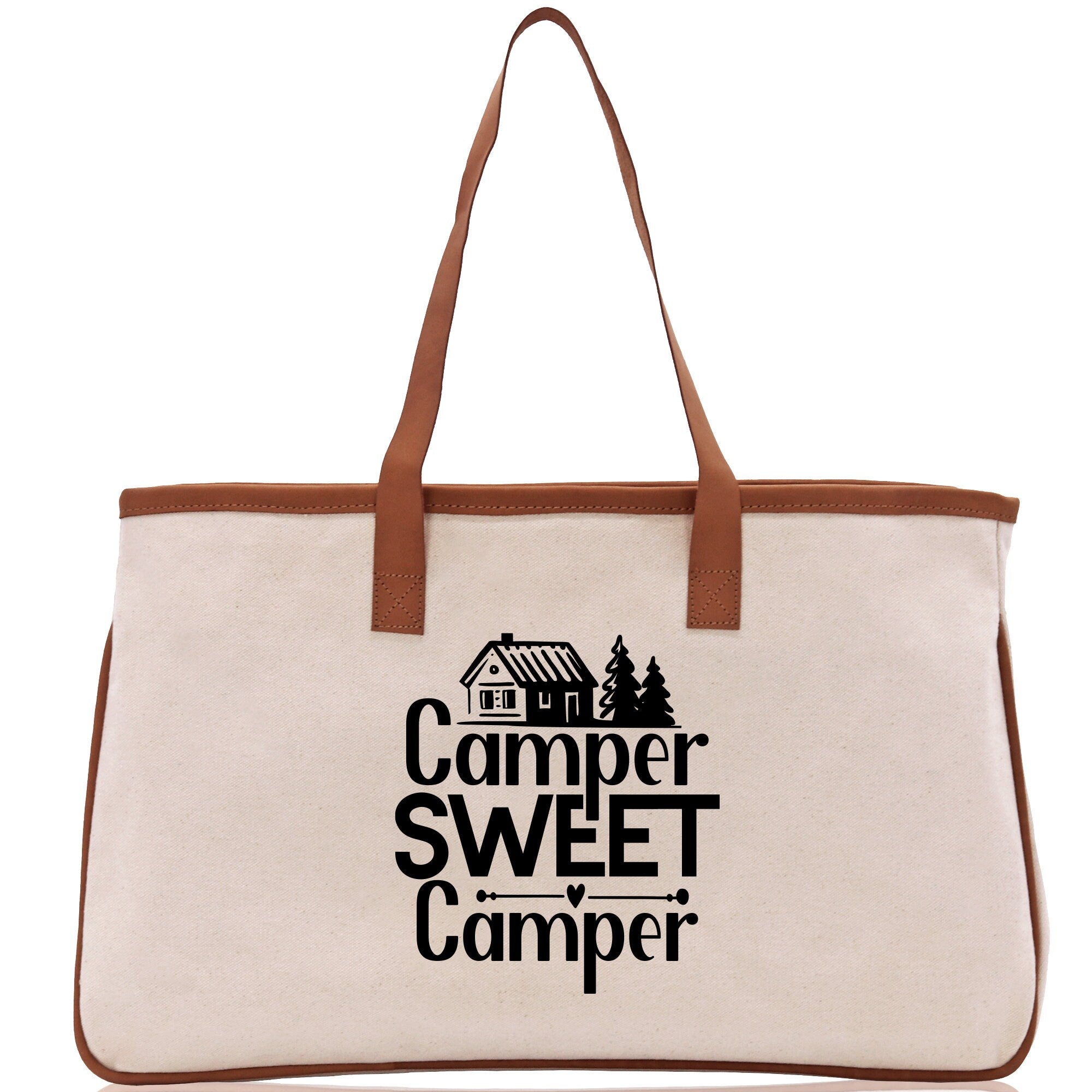 Camper Sweet Camper Cotton Canvas Chic Tote Bag Camping Tote Camping Lover Gift Tote Bag Outdoor Tote Weekender Tote Camper Tote