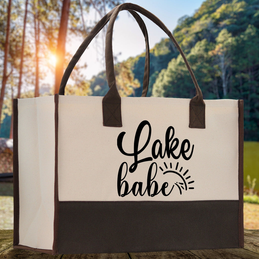 Lake Babe Cotton Canvas Chic Tote Bag Camping Tote Lake Lover Gift Tote Bag Outdoor Tote Multipurpose Tote