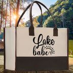 Lake Babe Cotton Canvas Chic Tote Bag Camping Tote Lake Lover Gift Tote Bag Outdoor Tote Multipurpose Tote