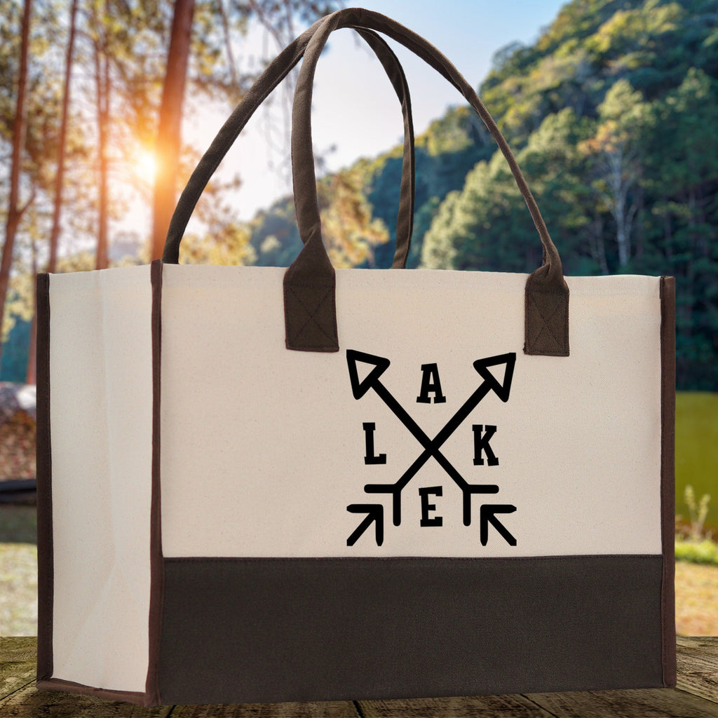 Lake Cotton Canvas Chic Tote Bag Lake Tote Lake Lover Gift Tote Bag Outdoor Tote Weekender Tote Laker Tote Multipurpose Tote