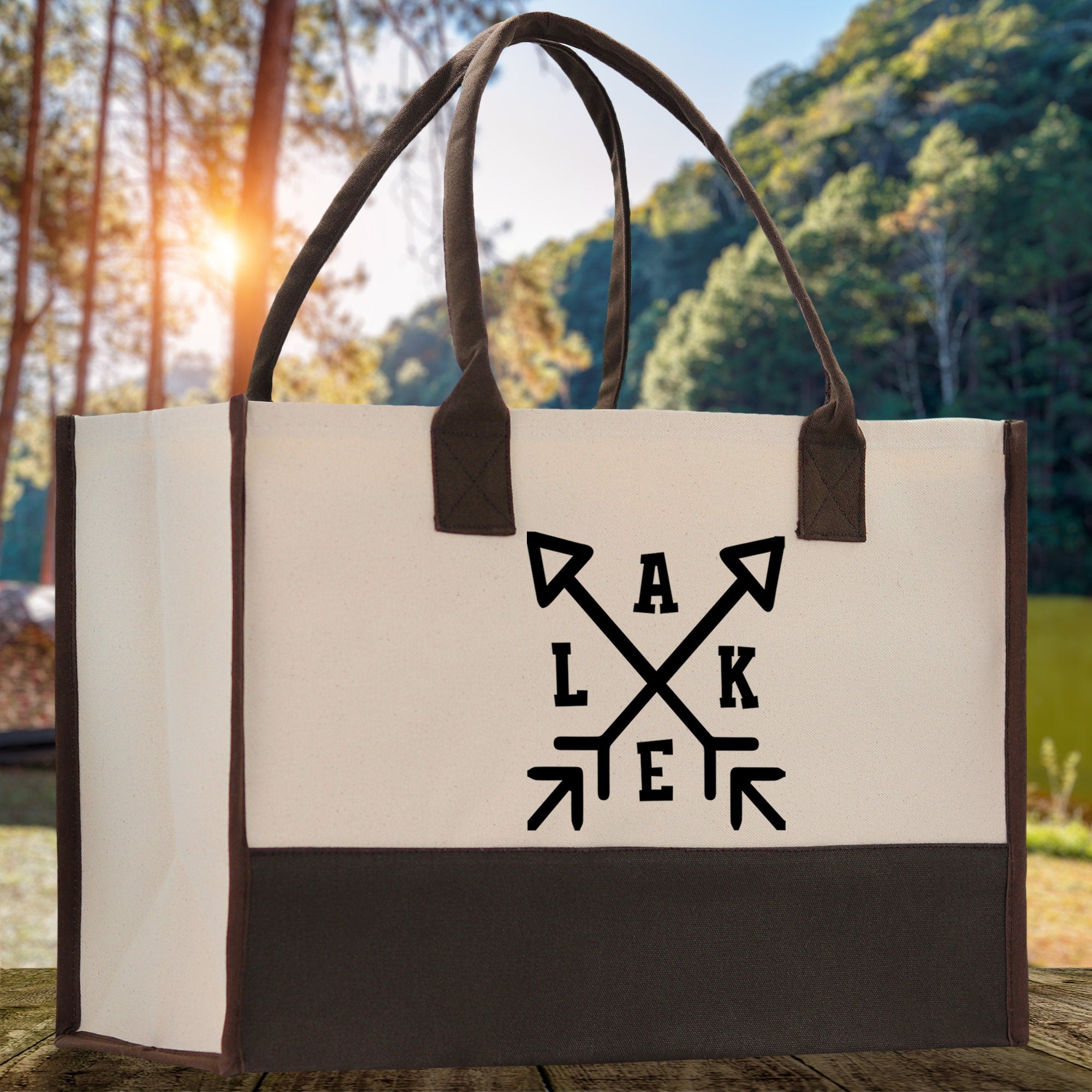 Lake Cotton Canvas Chic Tote Bag Lake Tote Lake Lover Gift Tote Bag Outdoor Tote Weekender Tote Laker Tote Multipurpose Tote