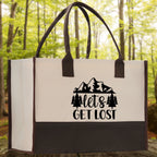 Let's Get Lost Cotton Canvas Chic Tote Bag Camping Tote Camping Lover Gift Tote Bag Outdoor Tote Multipurpose Weekender Tote Camper Tote