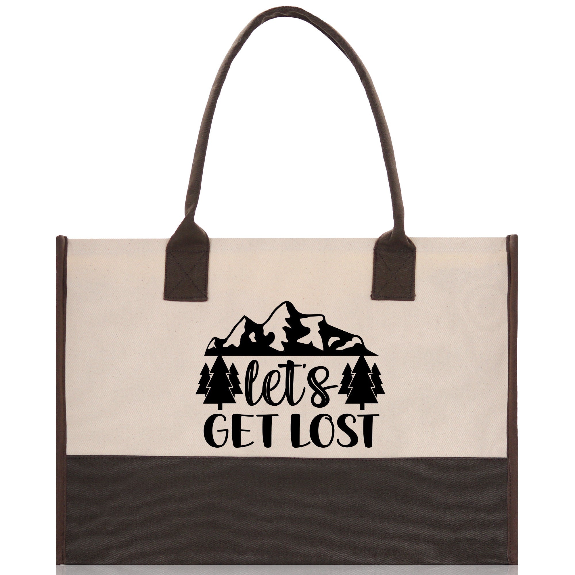 Let's Get Lost Cotton Canvas Chic Tote Bag Camping Tote Camping Lover Gift Tote Bag Outdoor Tote Multipurpose Weekender Tote Camper Tote