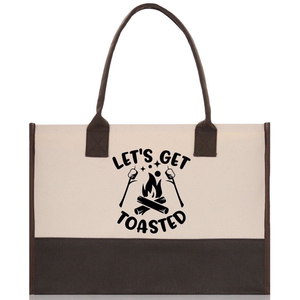 Let's Get Toasted Cotton Canvas Chic Tote Bag Camping Tote Camping Lover Gift Tote Bag Outdoor Tote Multipurpose Weekender Tote Camper Tote