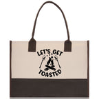 Let's Get Toasted Cotton Canvas Chic Tote Bag Camping Tote Camping Lover Gift Tote Bag Outdoor Tote Multipurpose Weekender Tote Camper Tote